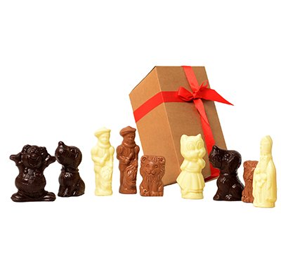 Geschenkdoos met chocolade Sintfiguren
